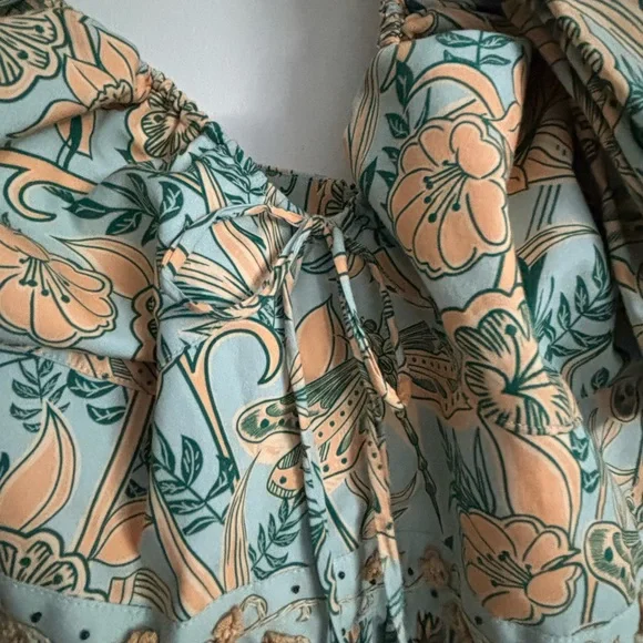 NWOT Agua by Agua Bendita Yellow and Blue Patterned Mini Dress